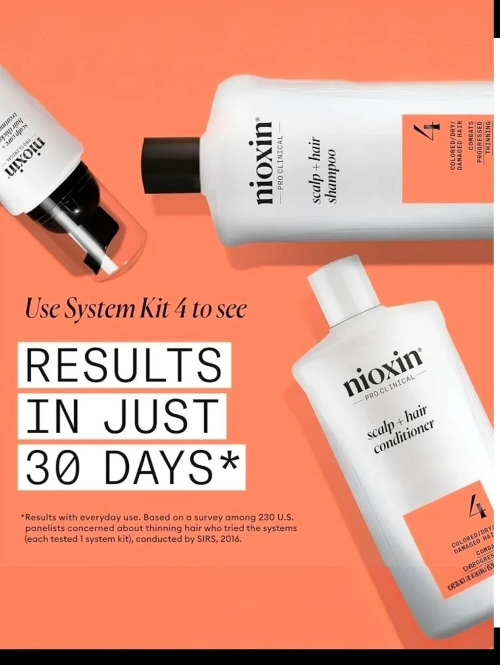 Nioxin System 4 -With Shampoo Conditioner And Treatment 3pc Set *Open Bottles